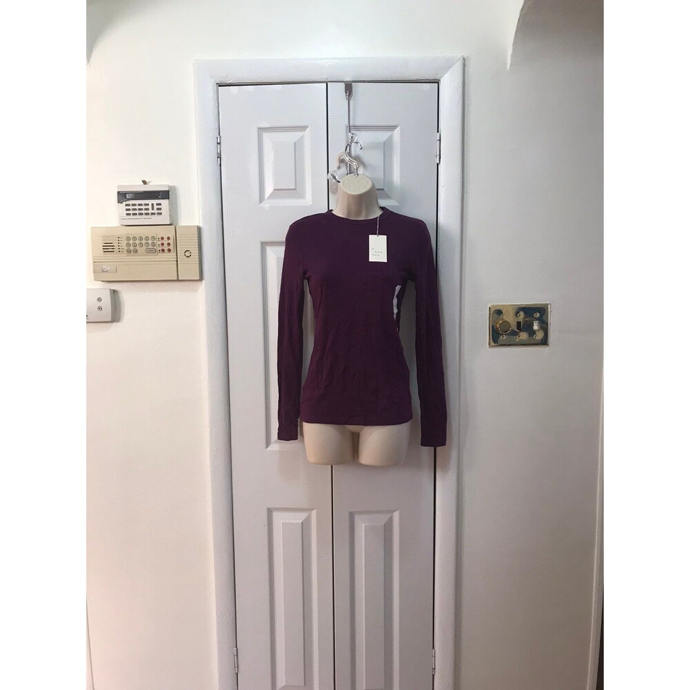 A New Day Women's Dark Purple Long Sleeve Fitted T-Shirt